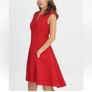 DKNY Red mesh fit and flare dress,sz.16!NWT